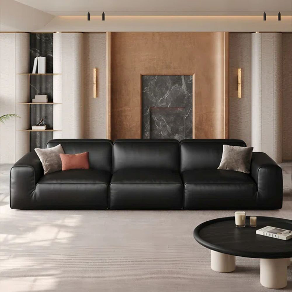 Hokku Designs Oversized Genuine Leather Sofa, Extra Large 4-5